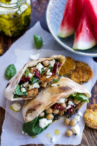 Greek-Olive-Pesto-and-Fried-Zucchini-Grilled-Pitas-Tofu-Beans