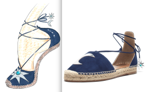 Aquazzura X Poppy Delevingne Midnight Suede Espadrille Flat Mondrian Blue