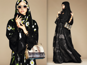 Oversized floral prints and rich lace abayas by Dolce & Gabbana