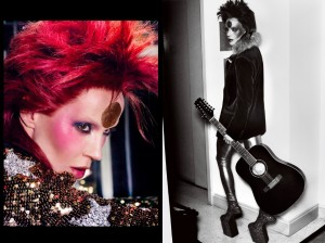 Daphne Guinness as David Bowie. Photo by Brian Adams for German Vogue, January 2013 issue